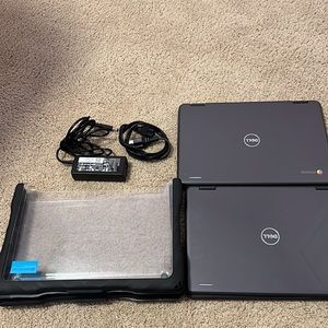 2 Chromebooks 11 3189 with 1 charger and 2 protective cases